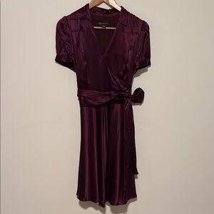 INC International Concepts Deep Burgundy Satin Wrap Dress